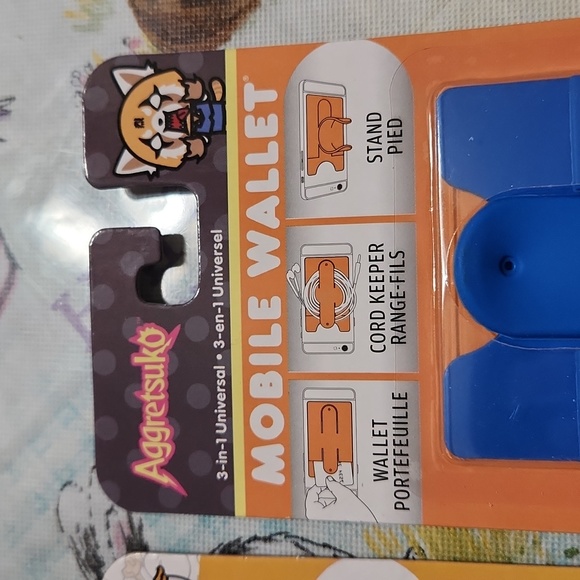 NEW Sanrio Gudetama and Aggretsuko 3-in-1 Mobile Wallet, Cord Keeper, and Stand - Picture 6 of 7